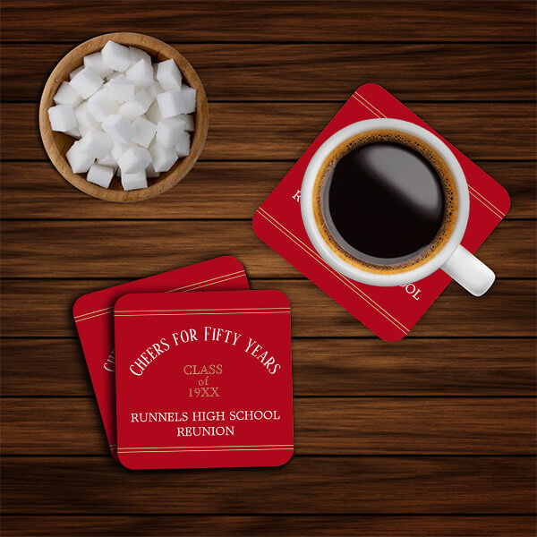 50th Class Reunion party Customized Photo Printed Tea & Coffee Coasters