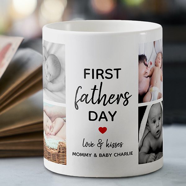 First Father's Day Picture Collage Customized Photo Printed Coffee Mug