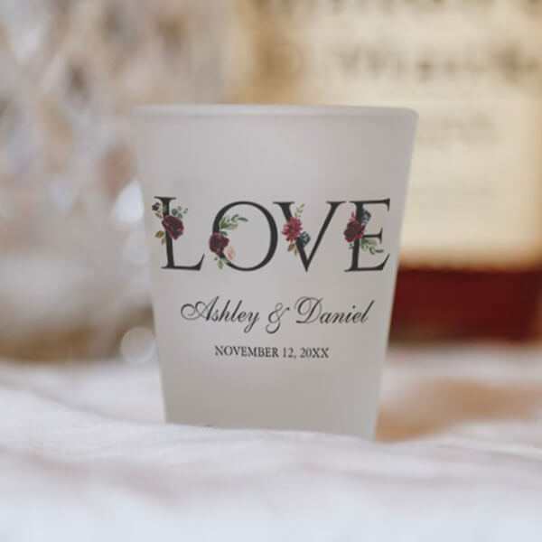 Buy Love Watercolor Floral Monogram Customized Photo Printed Shot Glass