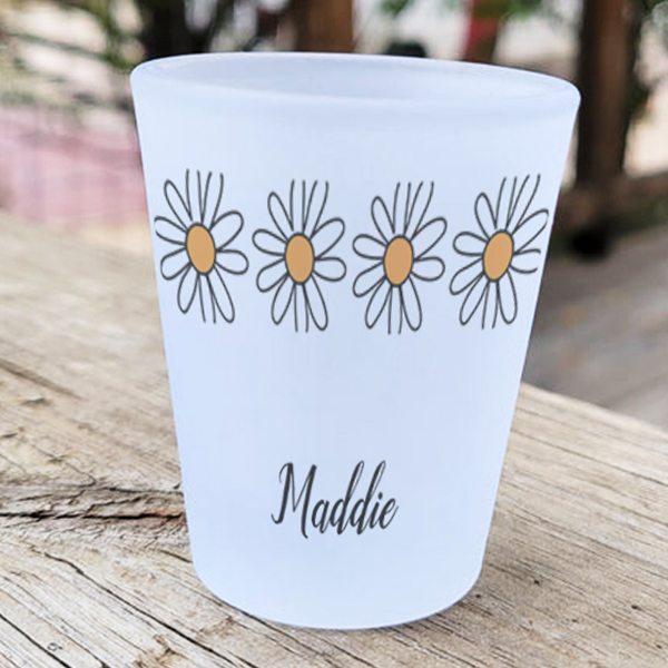 Buy Floral Design with Name Customized Photo Printed Shot Glass yourPrint