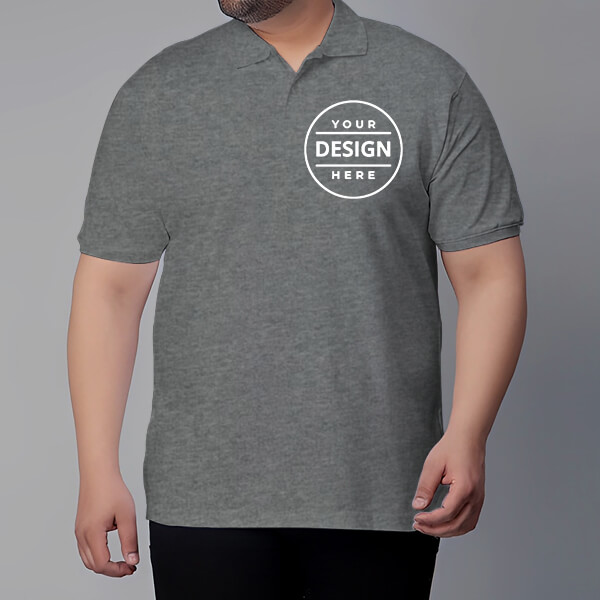 Grey Plus Size Customized Half Sleeve Men's Cotton Polo Shirt - 3XL to 5XL Sizes