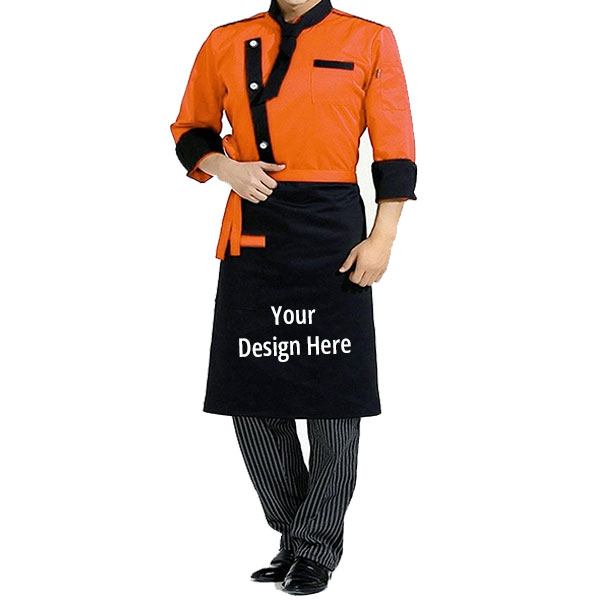 Black Orange Customized Waist Apron with Front Pocket