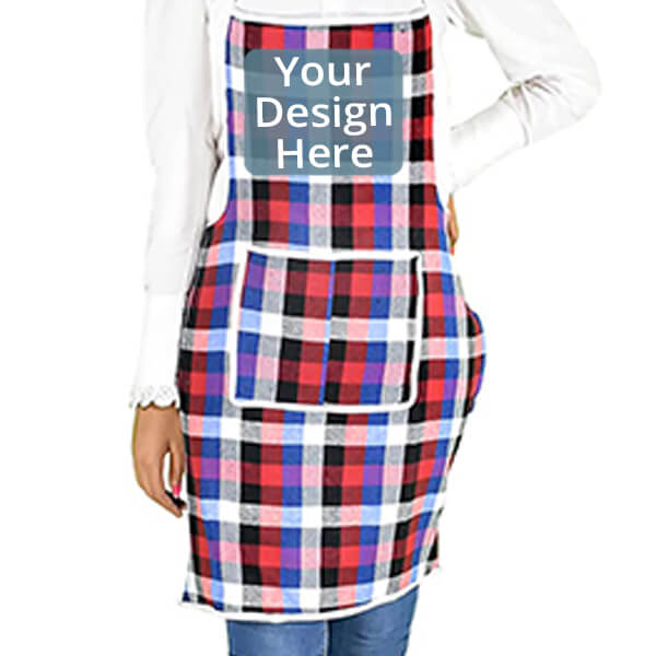 Multicolour Customized Waterproof Cotton Kitchen Apron with Front Pocket Set of 2