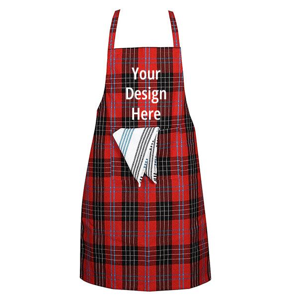 Red Check Designed Customized Unisex Apron
