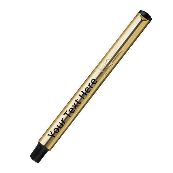 Gold Customized Parker Vector GT Fountain Pen + Quick Ink Bottle - Blue (30ML)