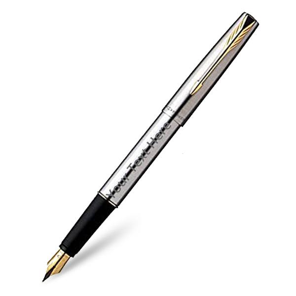 Stainless Steel Customized Parker Frontier GT Fountain Pen + Quick Ink Bottle - Black (30ML)
